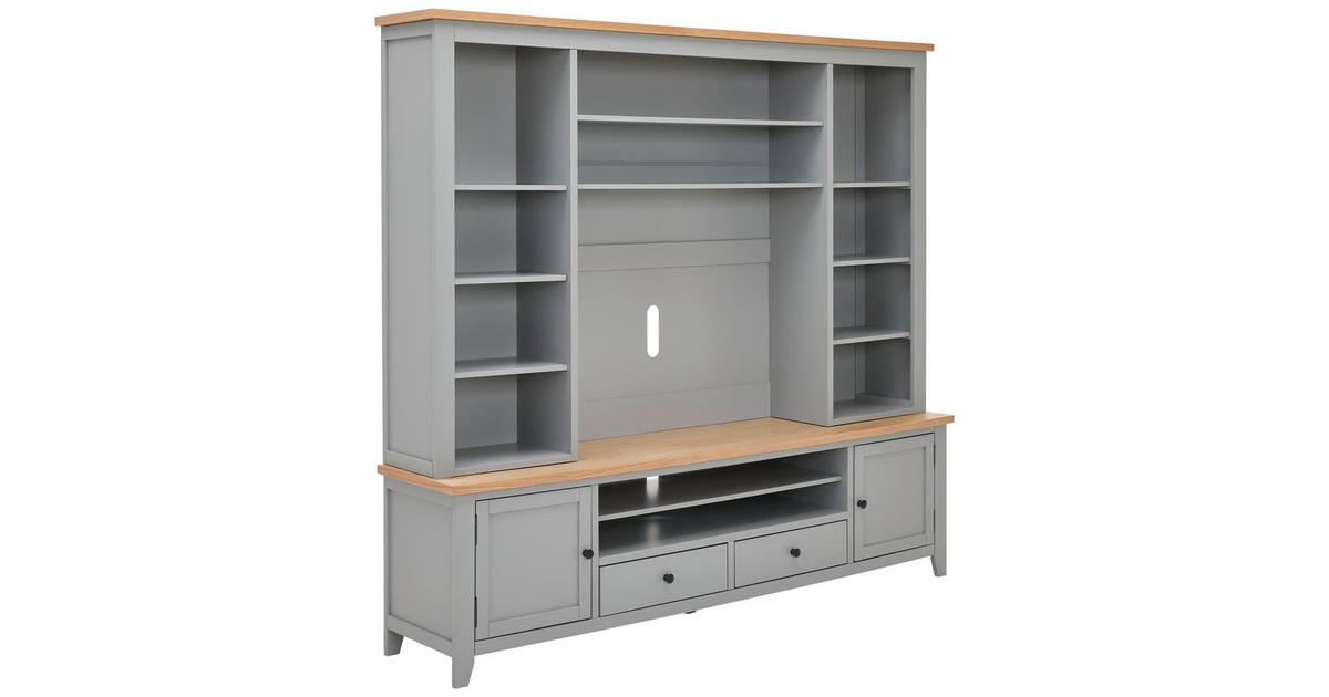 MID.YOU Set Mobilă Living, 2 piese, gri, culoare natur, 200/186/43