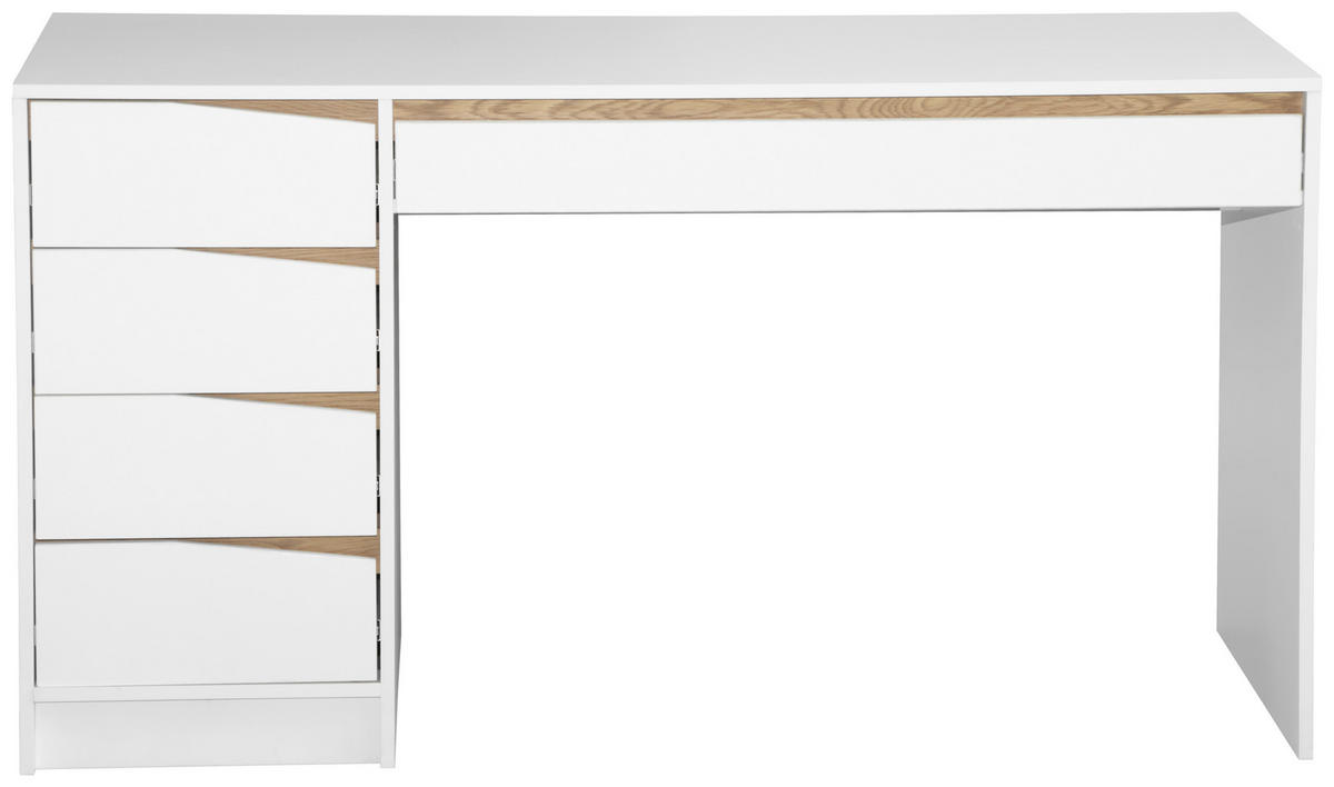 SCHREIBTISCH 140/60/76 cm  in Weiß, Eichefarben  - Eichefarben/Weiß, MODERN, Holzwerkstoff (140/60/76cm) - Venda