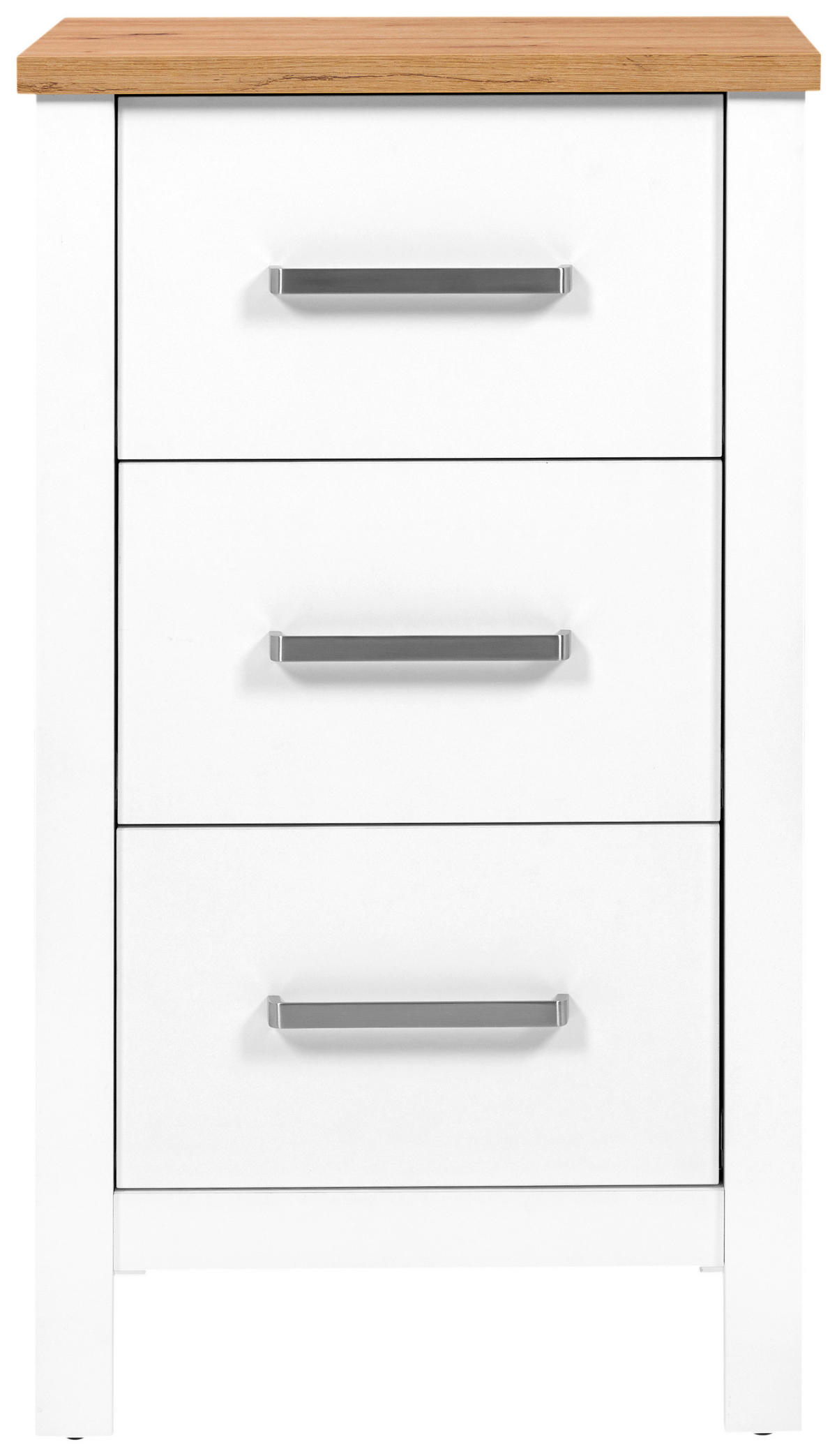 KOMODA   53/92/45 cm   bijela, hrast Artisan  - bijela/srebrne boje, Romantično / ladanjski, drvni materijal/metal (53/92/45cm)
