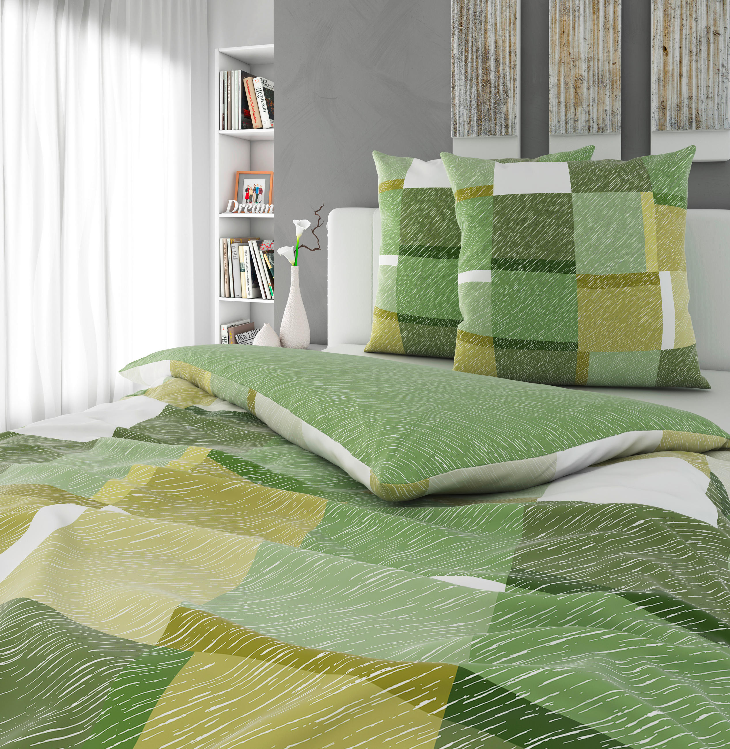 WENDEBETTWÄSCHE Satin 200/200 cm  - Grün, Design, Textil (200/200cm) - Bio:Vio