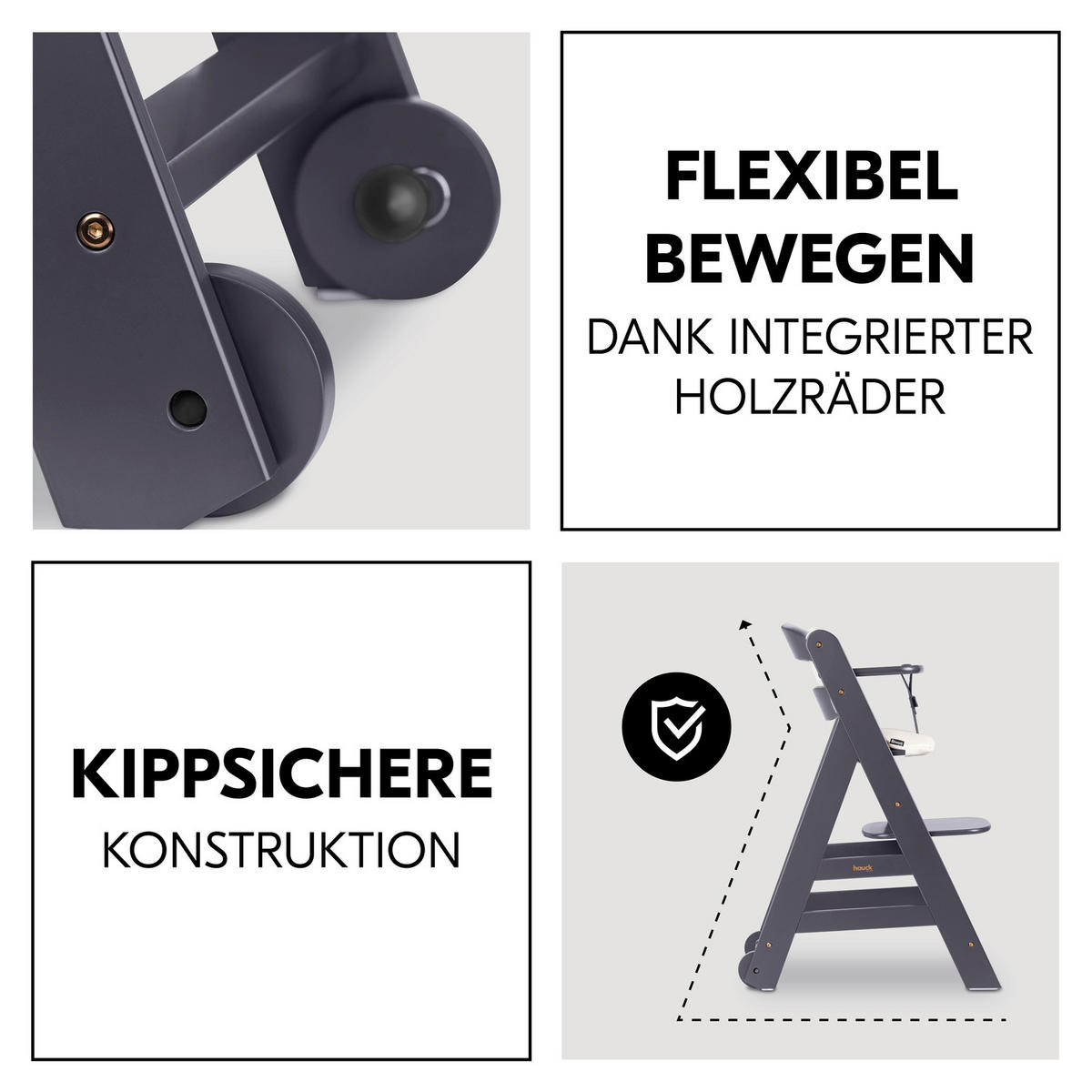 HOCHSTUHL Beta+ Anthrazit Dark Grey  - Anthrazit, Basics, Holz (48/79/58cm) - Hauck