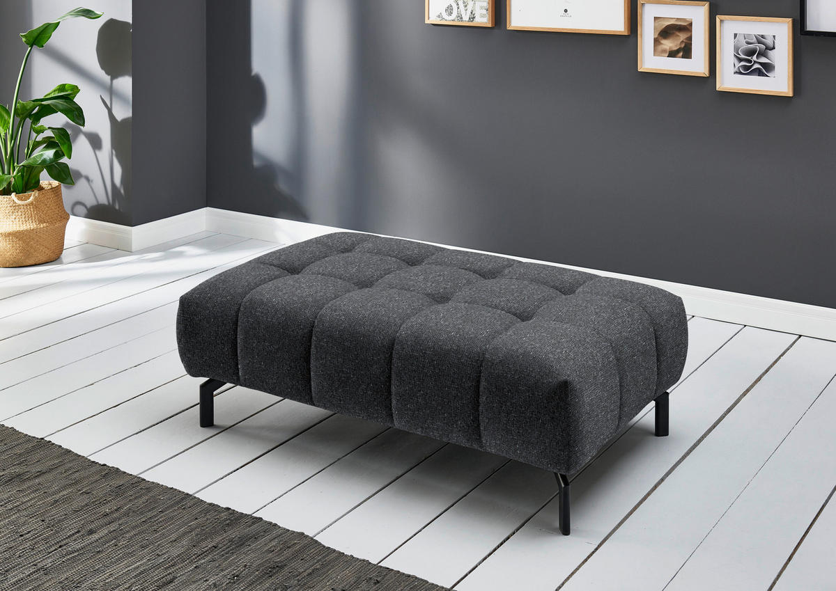 ECKSOFA in Chenille Anthrazit  - Anthrazit/Schwarz, Design, Textil/Metall (190/329cm) - Beldomo Style
