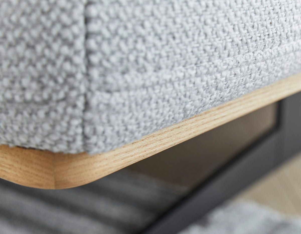 ECKSOFA in Struktur Hellgrau  - Eichefarben/Hellgrau, Design, Holz/Textil (305/163cm) - Novel