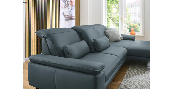 ECKSOFA in Echtleder Grau  - Schwarz/Grau, Design, Leder/Metall (332/193cm) - Dieter Knoll