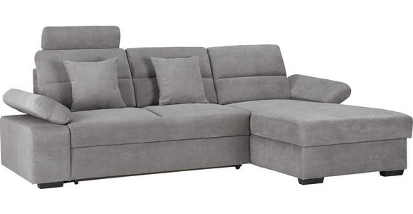 ECKSOFA inkl.Funktionen Hellgrau Webstoff  - Dunkelbraun/Hellgrau, Design, Kunststoff/Textil (258/166cm) - Cantus