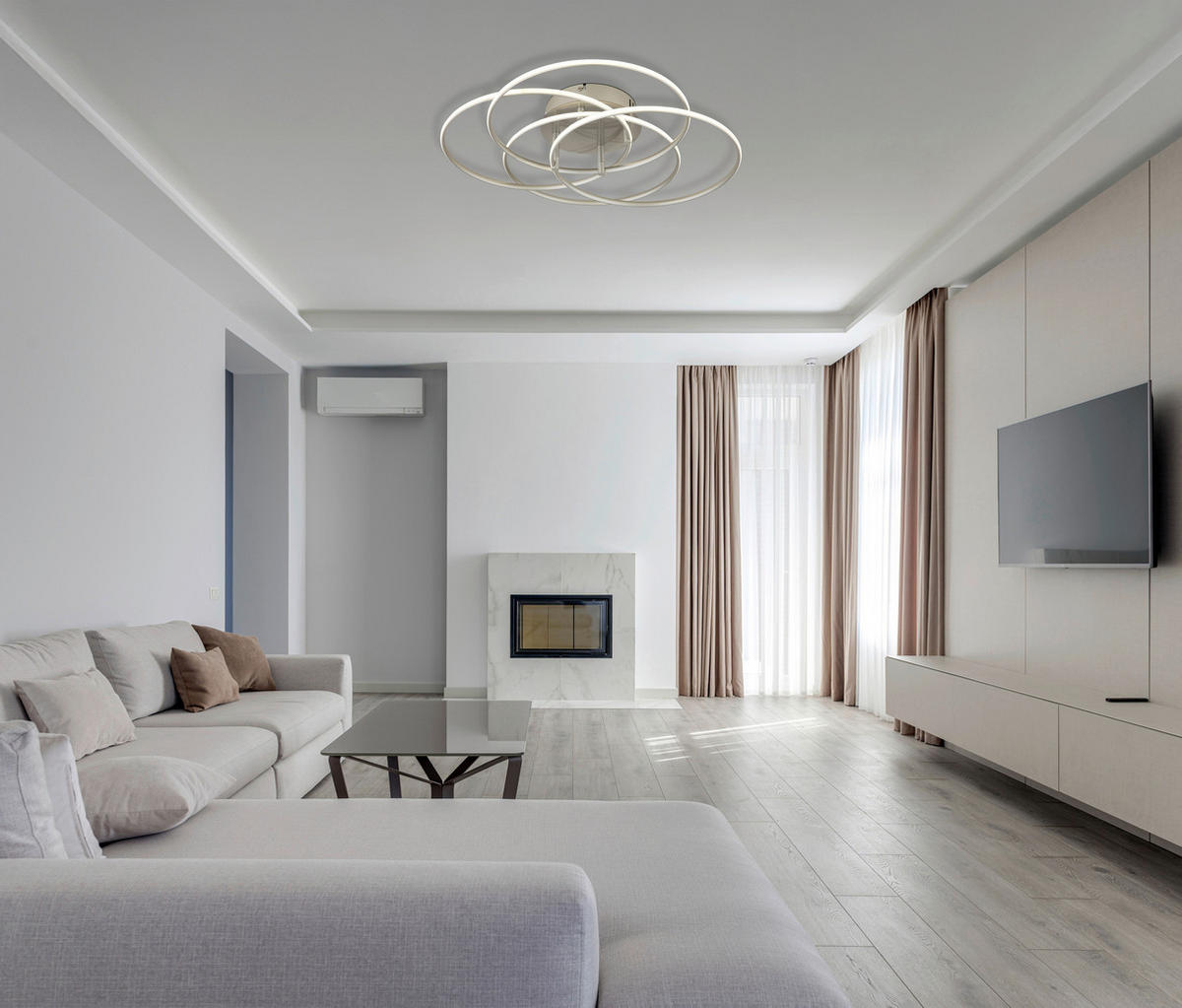 LED-DECKENLEUCHTE 51,5/11,4 cm   - Weiß/Nickelfarben, Design, Kunststoff/Metall (51,5/11,4cm) - Globo