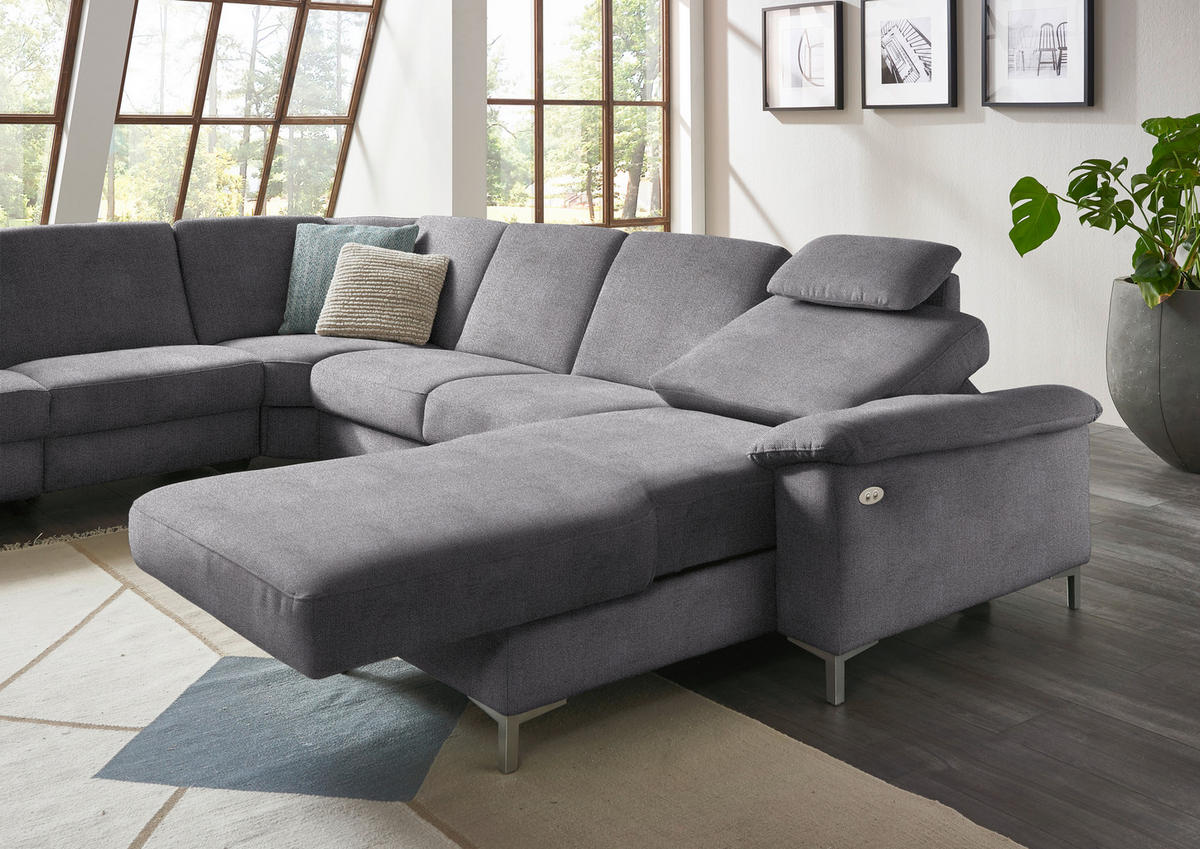 WOHNLANDSCHAFT in Chenille Grau  - Alufarben/Grau, Design, Textil/Metall (265/333/170cm) - Dieter Knoll