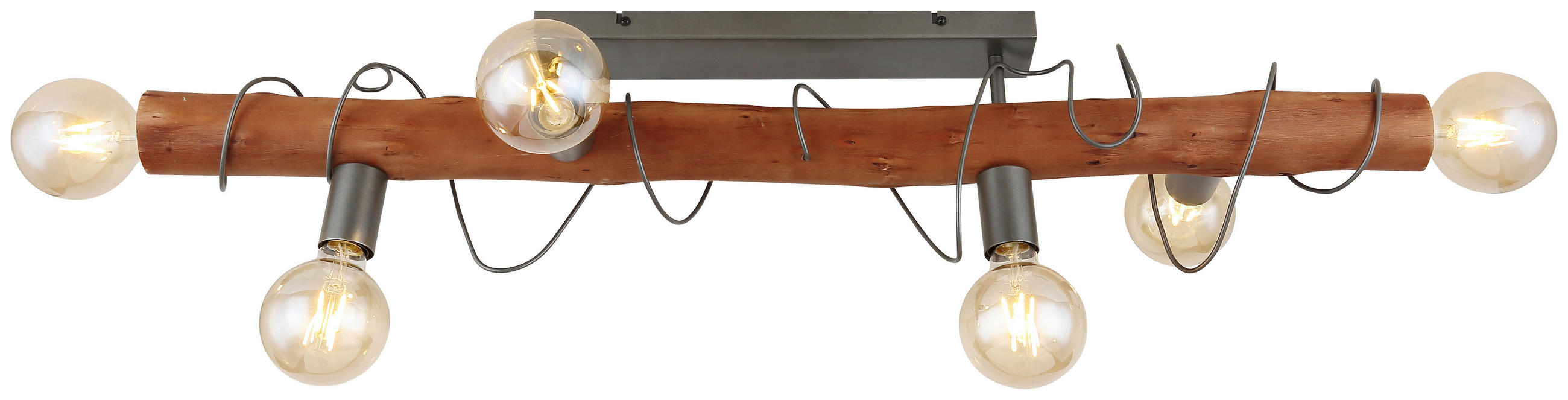 DECKENLEUCHTE    100/20/20 cm  - Braun/Grau, Basics, Holz/Metall (100/20/20cm)