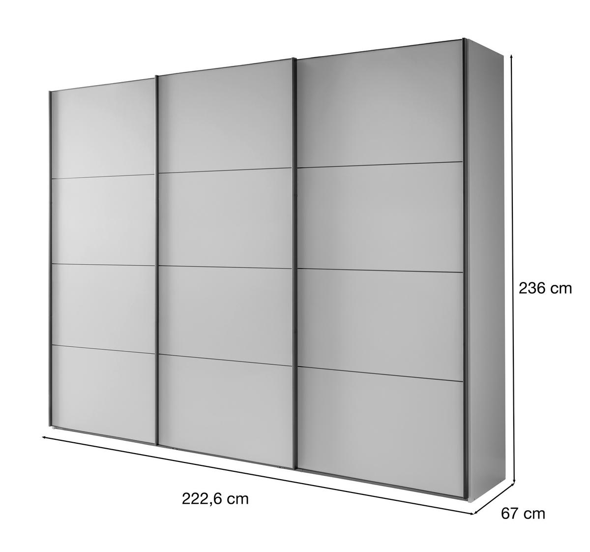 SCHWEBETÜRENSCHRANK 225/236/67 cm 3-türig Weiß  - Chromfarben/Weiß, MODERN, Glas/Holzwerkstoff (225/236/67cm) - Chameo