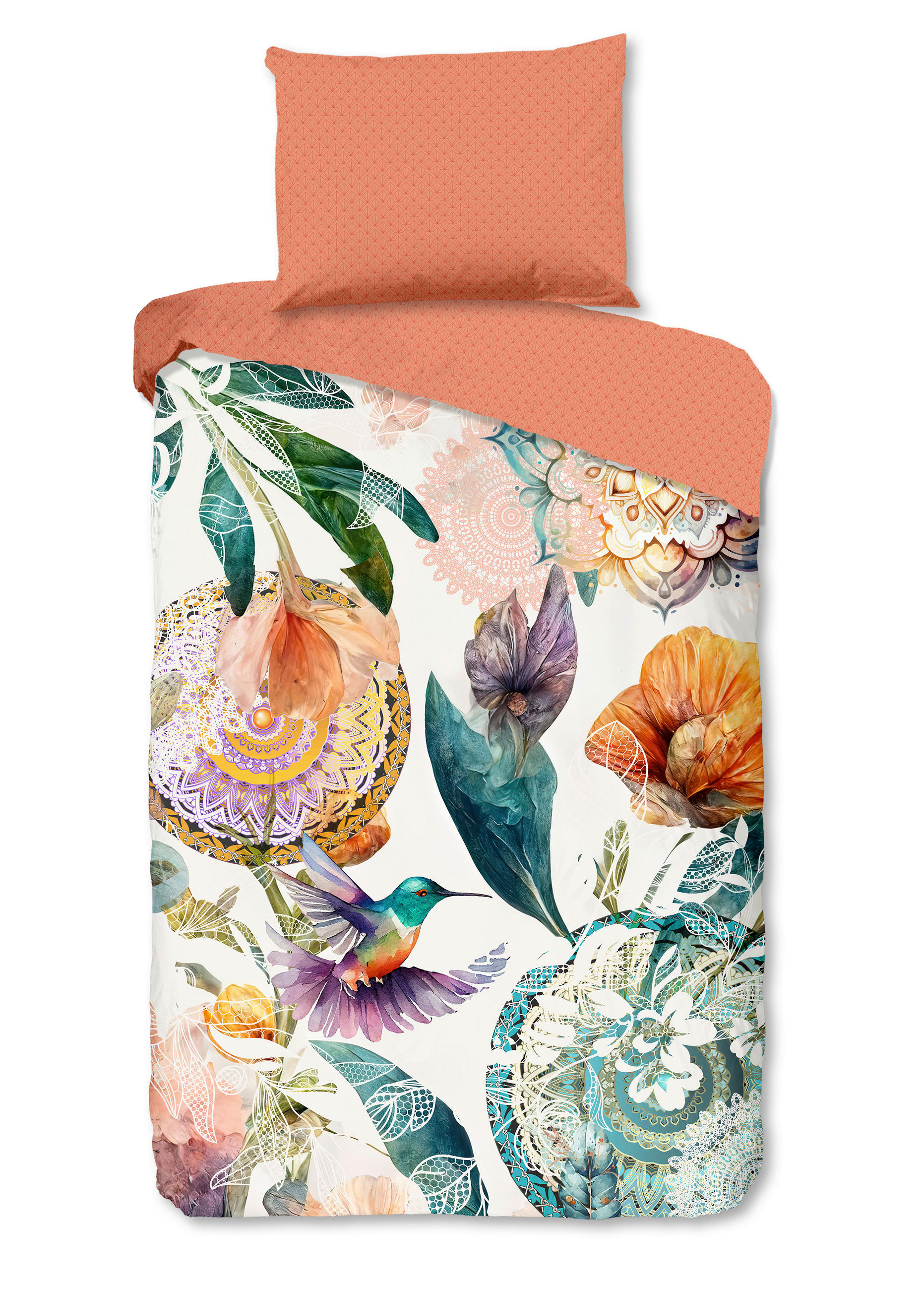 BETTWÄSCHE HIP Satin 140/200 cm  - Koralle/Multicolor, Design, Textil (140/200cm)