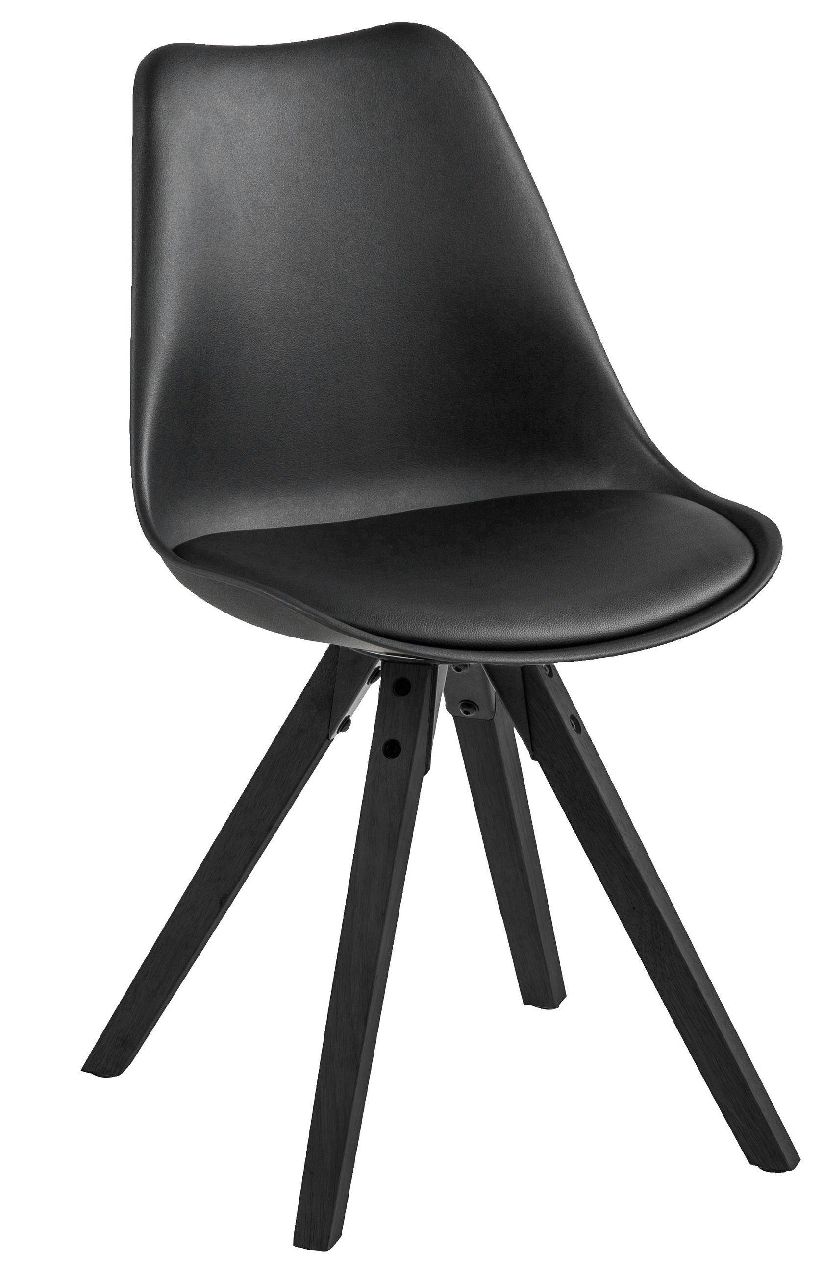 STUHL Lederlook Schwarz  - Schwarz, Design, Holz/Textil (48/85/55cm) - Carryhome