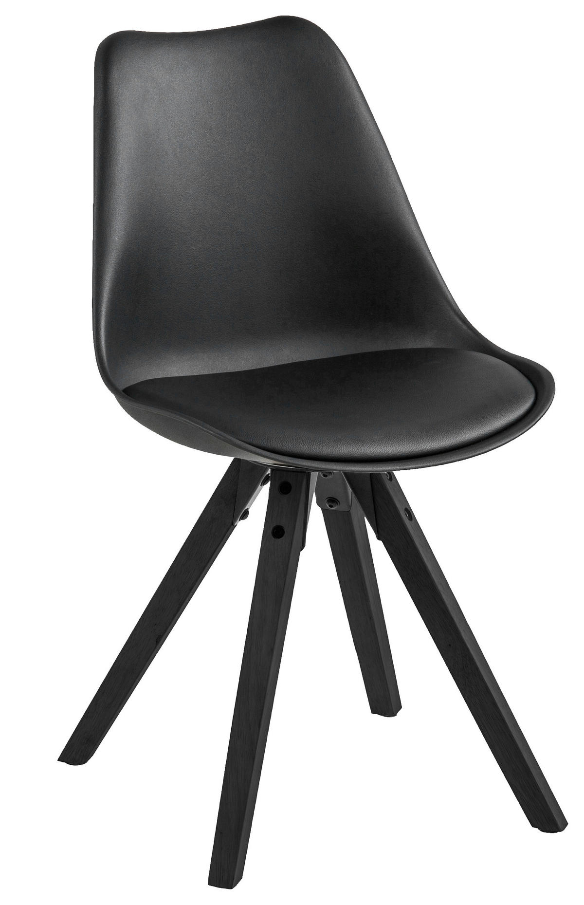 STUHL Lederlook Schwarz  - Schwarz, Design, Holz/Textil (48/85/55cm) - Carryhome