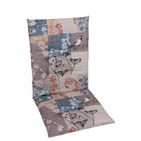SESSELAUFLAGE in Blau, Schwarz, Weiß, Taupe, Rostfarben Blätter  - Taupe/Blau, Basics, Textil (48/108cm)