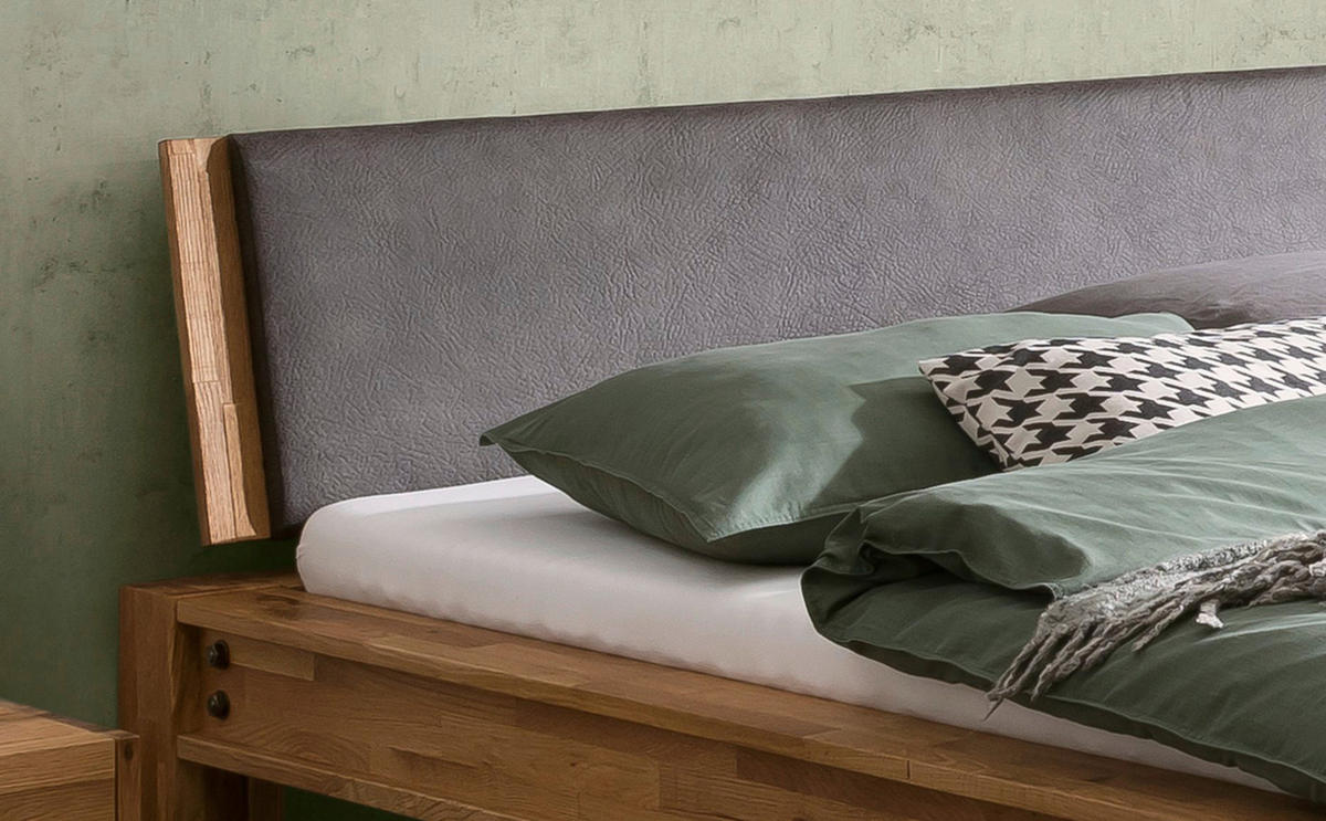 BALKENBETT 140/200 cm  in Grau, Eichefarben   - Eichefarben/Grau, Natur, Holz/Textil (140/200cm) - Hasena