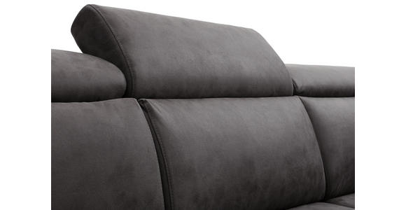 WOHNLANDSCHAFT Grau Webstoff - Schwarz/Grau, Natur, Textil/Metall (284/204cm) - Valnatura
