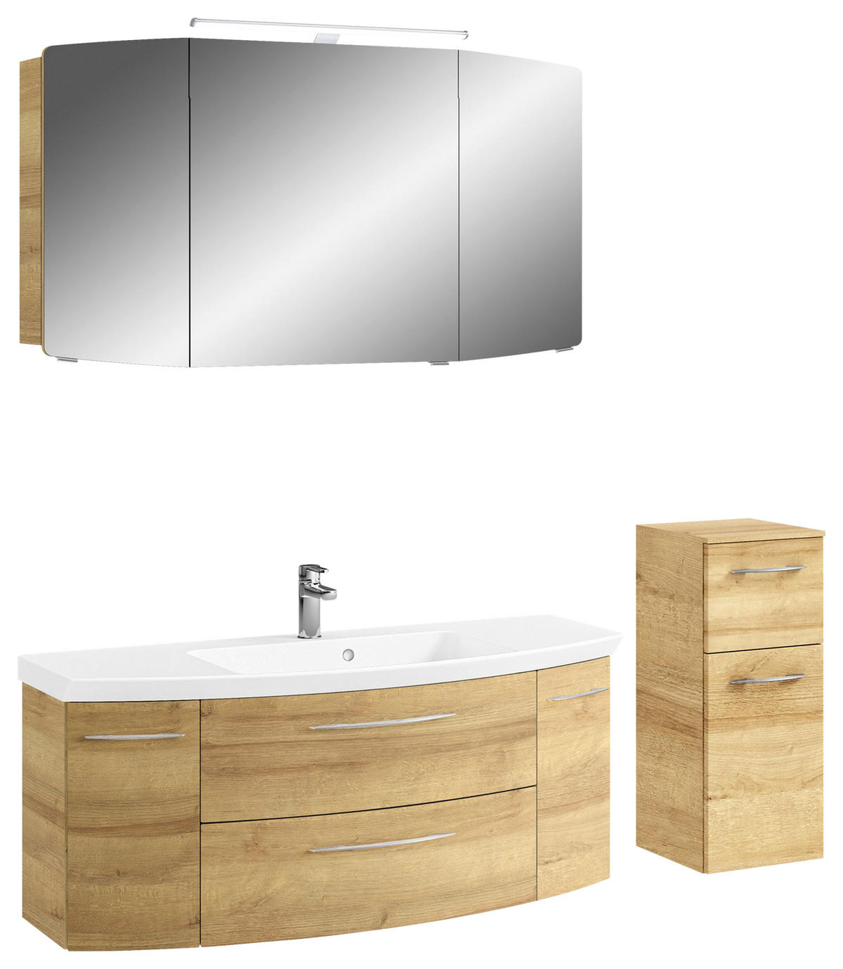 BADEZIMMER 4-teilig  in 151 cm  - Chromfarben/Eichefarben, KONVENTIONELL, Glas/Holzwerkstoff (151cm) - Pelipal