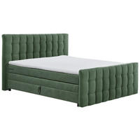 BOXSPRINGBETT 180/200 cm  in Olivgrün  - Schwarz/Olivgrün, MODERN, Holzwerkstoff/Kunststoff (180/200cm) - MID.YOU