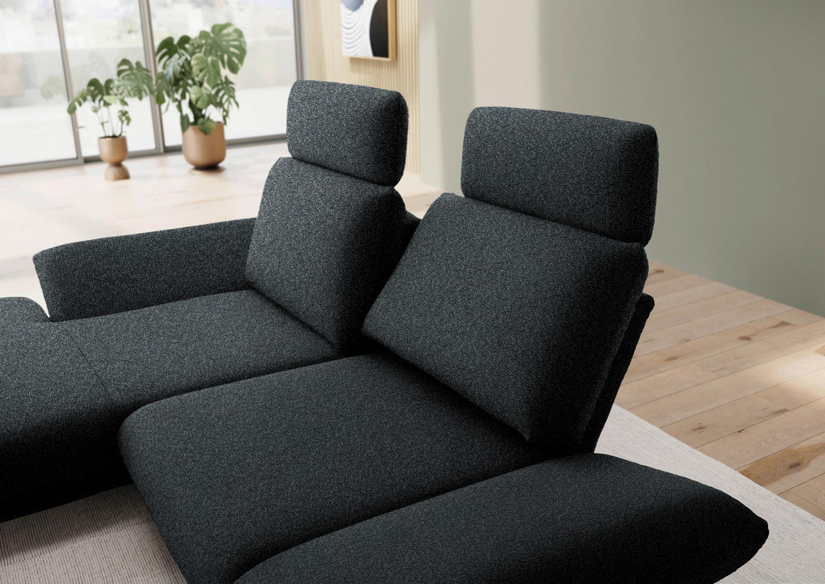 ECKSOFA  in Flachgewebe Anthrazit  155/234 cm  - Anthrazit/Schwarz, Design, Textil/Metall (155/234cm) - Dieter Knoll