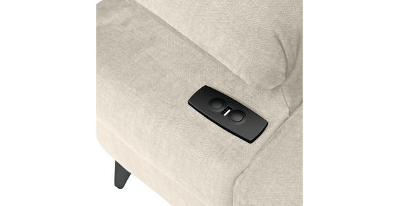 ECKSOFA Greige Flachgewebe Rücken echt, Kopfteilverstellung, Sitzvorzug  - Greige/Schwarz, MODERN, Textil/Metall (258/210cm) - Landscape