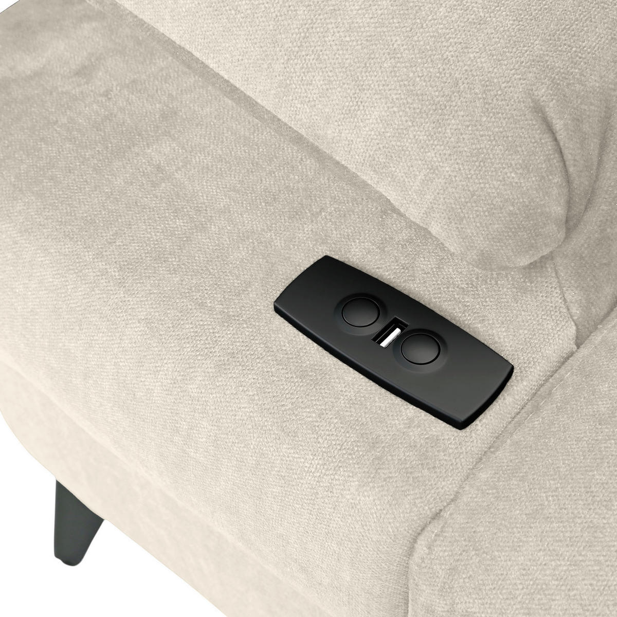 ECKSOFA Greige Flachgewebe Rücken echt, Kopfteilverstellung, Sitzvorzug  - Greige/Schwarz, MODERN, Textil/Metall (258/210cm) - Landscape