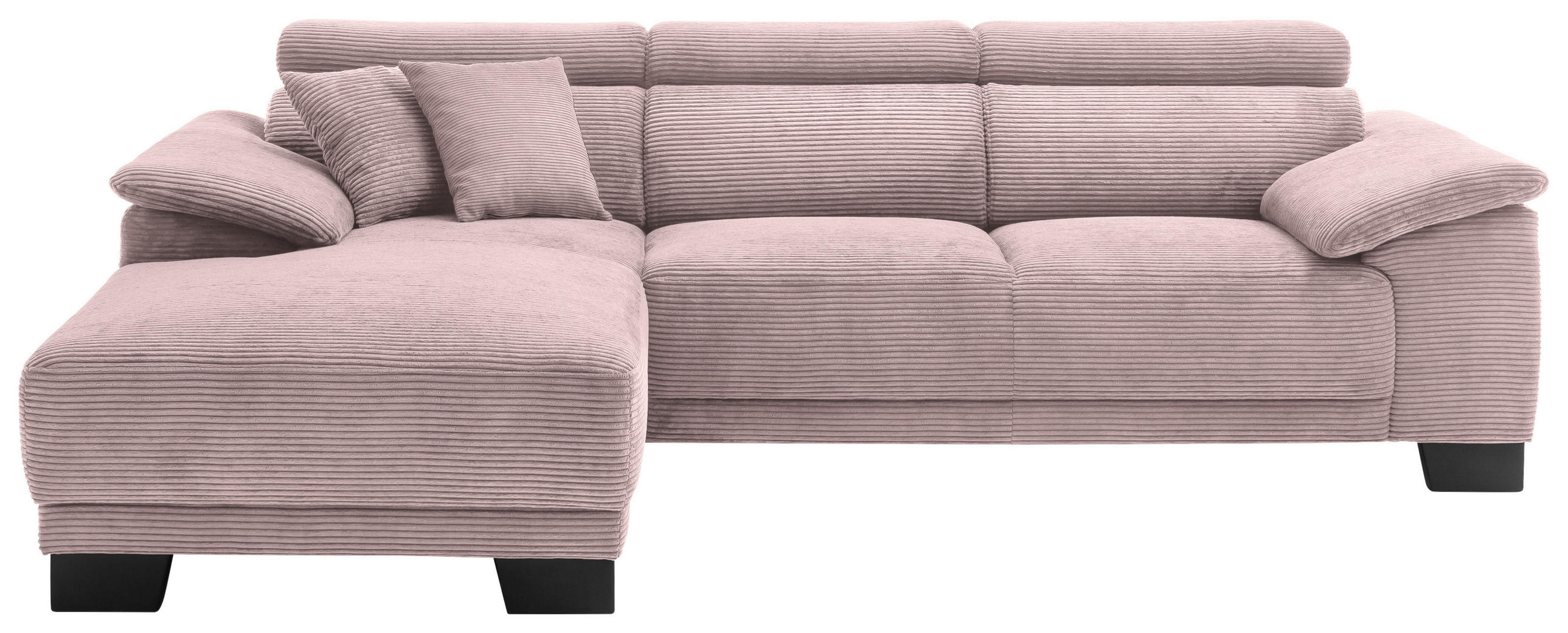 ECKSOFA in Cord Rosa  - Schwarz/Rosa, Design, Holz/Textil (174/270cm) - Pure Home Lifestyle