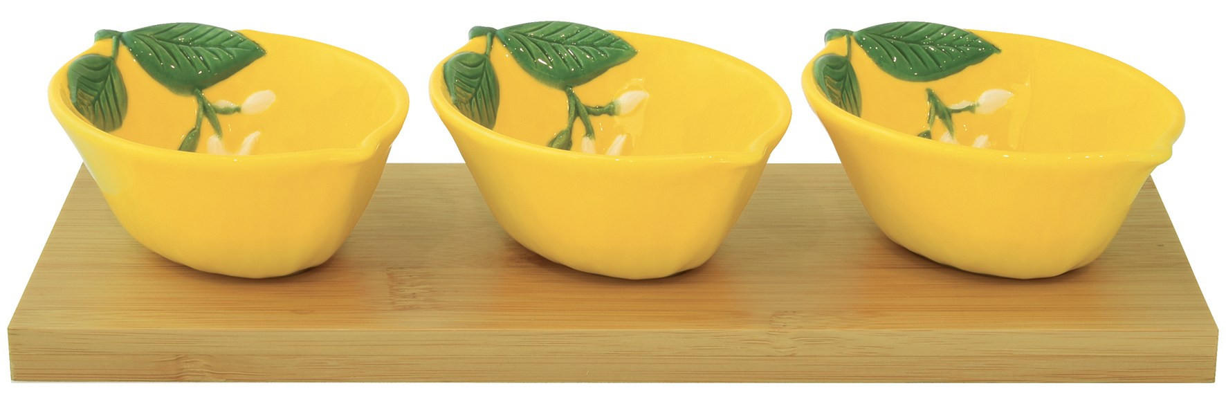 SET SKODELIC ZA PRIGRIZKE       25/9.5/5 cm    - rumena/zelena, Basics, les/keramika (25/9.5/5cm)