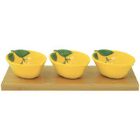 SET SKODELIC ZA PRIGRIZKE       25/9.5/5 cm    - rumena/zelena, Basics, les/keramika (25/9.5/5cm)