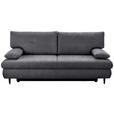 SCHLAFSOFA mit Liegefunktion, Rücken echt Chenille Graphitfarben - Schwarz/Graphitfarben, KONVENTIONELL, Holz/Textil (212/97/105cm) - Carryhome
