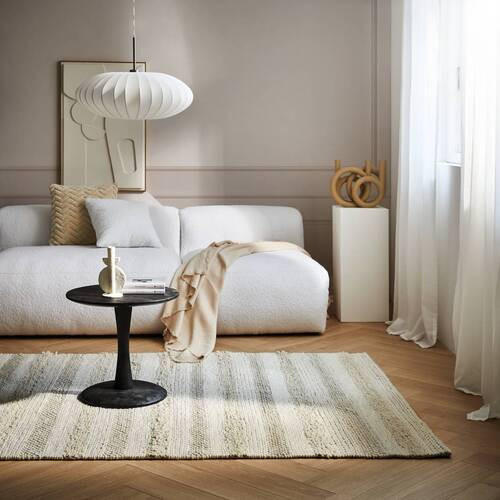 HANDWEBTEPPICH 80/150 cm Nordic Stripes Creme  - Creme, Natur, Textil (80/150cm) - Linea Natura