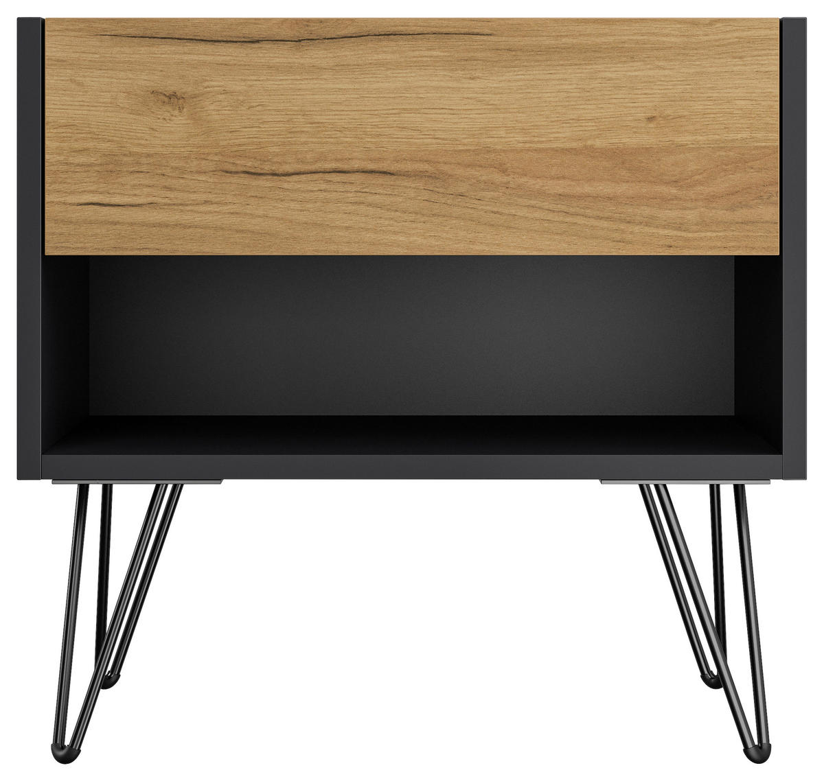 NACHTTISCH 51,2/50/35,6 cm  - Eichefarben/Graphitfarben, Basics, Holzwerkstoff/Metall (51,2/50/35,6cm) - MID.YOU