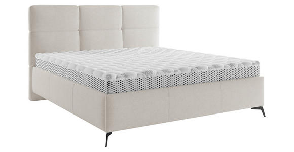 POLSTERBETT gepolstertes Kopfteil, Lattenrost Creme 180/200 cm  - Creme/Schwarz, MODERN, Holz/Textil (180/200cm) - Carryhome