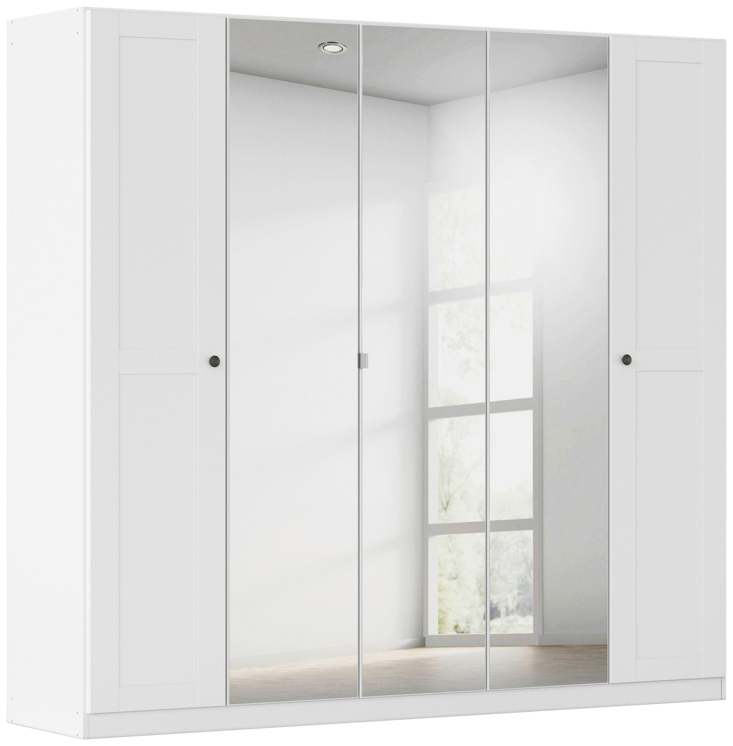 DREHTÜRENSCHRANK 226/210/54 cm,  in Weiß, 5-türig  - Schwarz/Weiß, KONVENTIONELL, Glas/Holzwerkstoff (226/210/54cm) - home24