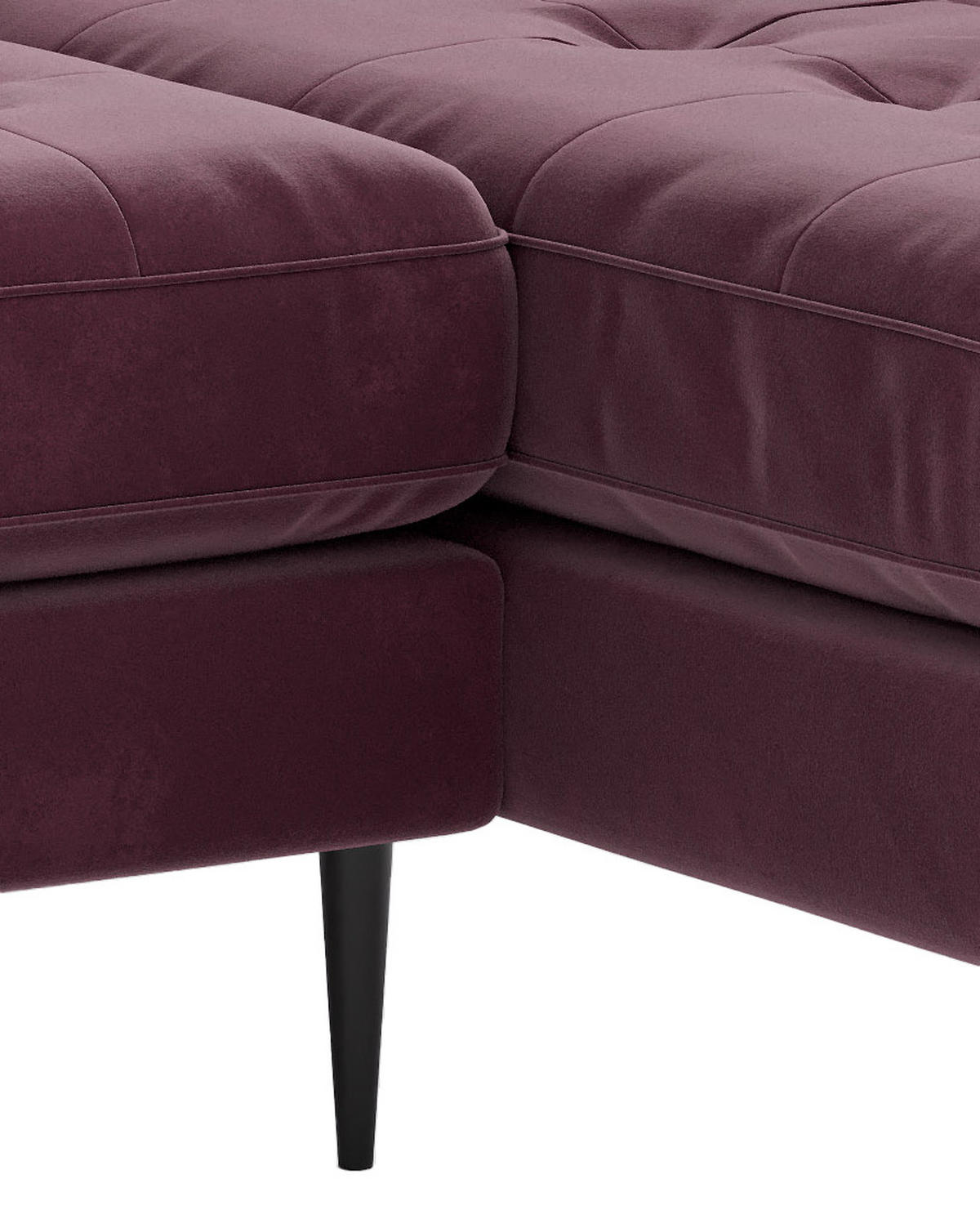 ECKSOFA in Samt Weinrot  - Edelstahlfarben/Weinrot, Design, Textil/Metall (205/259cm) - Livetastic