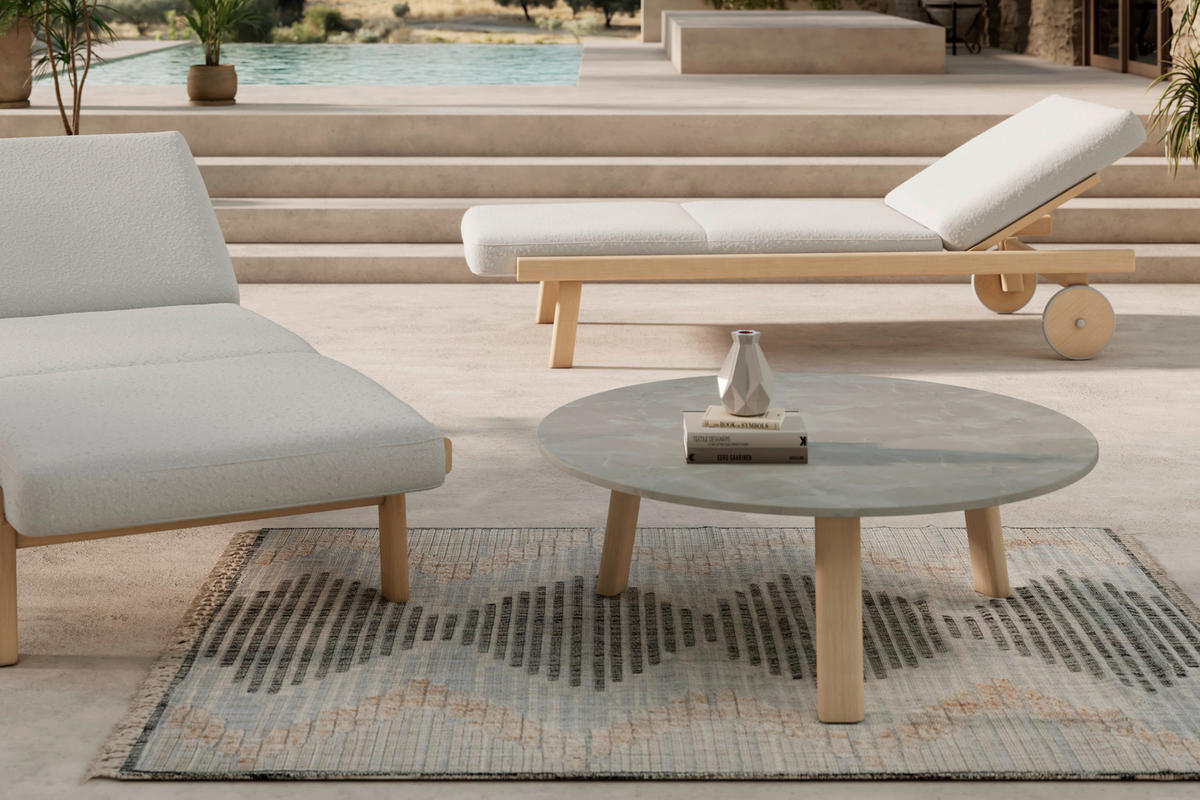 LOUNGETISCH 95/95/34 cm Holz, Kunststoff  - Eschefarben/Hellgrau, ROMANTIK / LANDHAUS, Holz/Kunststoff (95/95/34cm) - Dieter Knoll