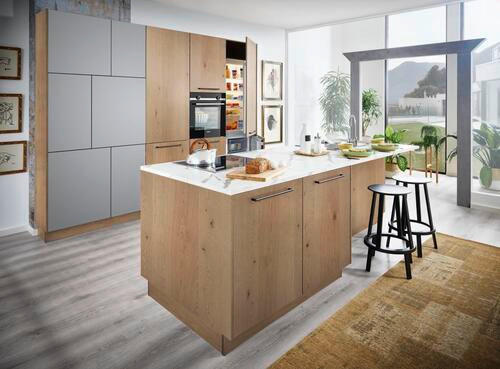 EINBAUKÜCHE   - Eichefarben/Weiß, Natur, Holzwerkstoff - Dieter Knoll