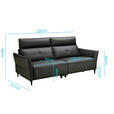 2,5-SITZER  in Echtleder Schwarz   - Schwarz, Design, Leder/Metall (220/98/101cm) - Novel