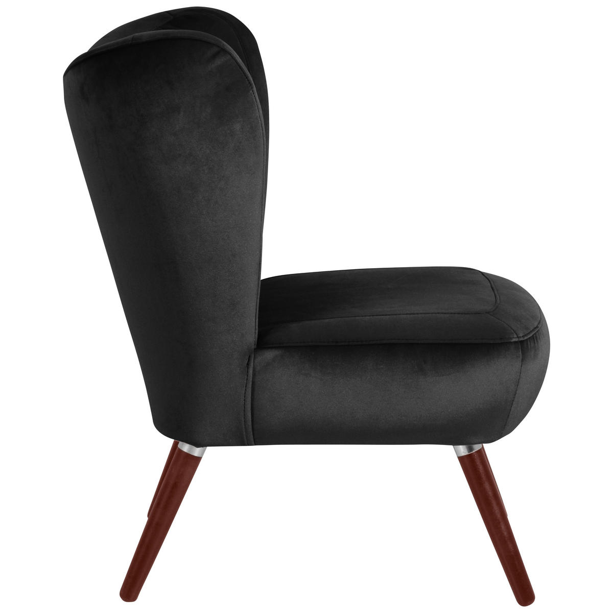 SESSEL in Samt, Velours Schwarz  - Nussbaumfarben/Schwarz, Design, Holz/Holzwerkstoff (70/86/69cm) - Max Winzer