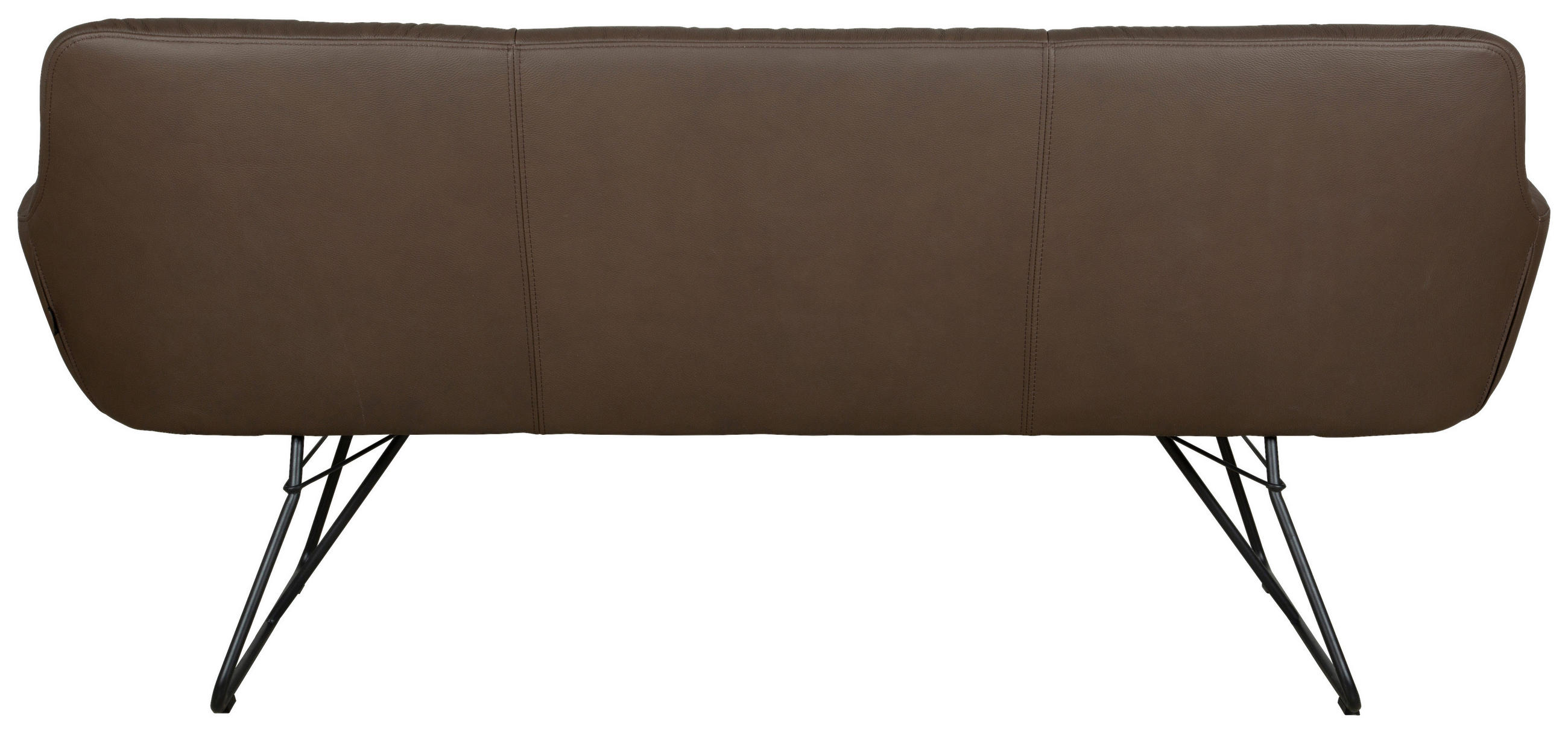 SITZBANK 201,5/87/67,5 cm Echtleder Braun, Schwarz  - Schwarz/Braun, Design, Leder/Metall (201,5/87/67,5cm) - Dieter Knoll