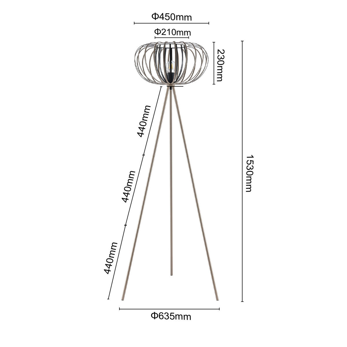 STEHLEUCHTE Melina 63,5/153 cm   - Sandfarben/Beige, Design, Metall (63,5/153cm) - Novel