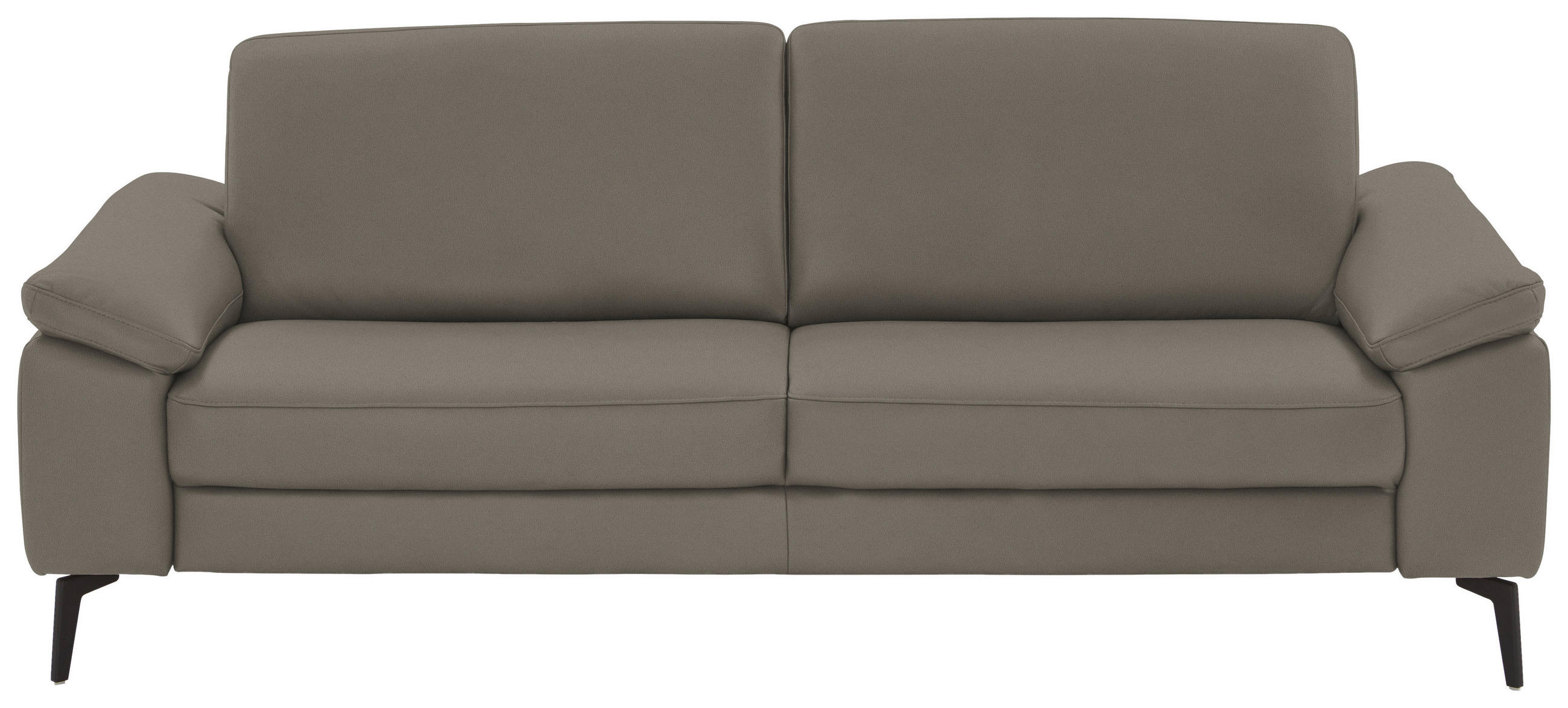 3-SITZER-SOFA in Echtleder Grau  - Schwarz/Grau, Design, Leder/Metall (224/88/100cm) - Valdera