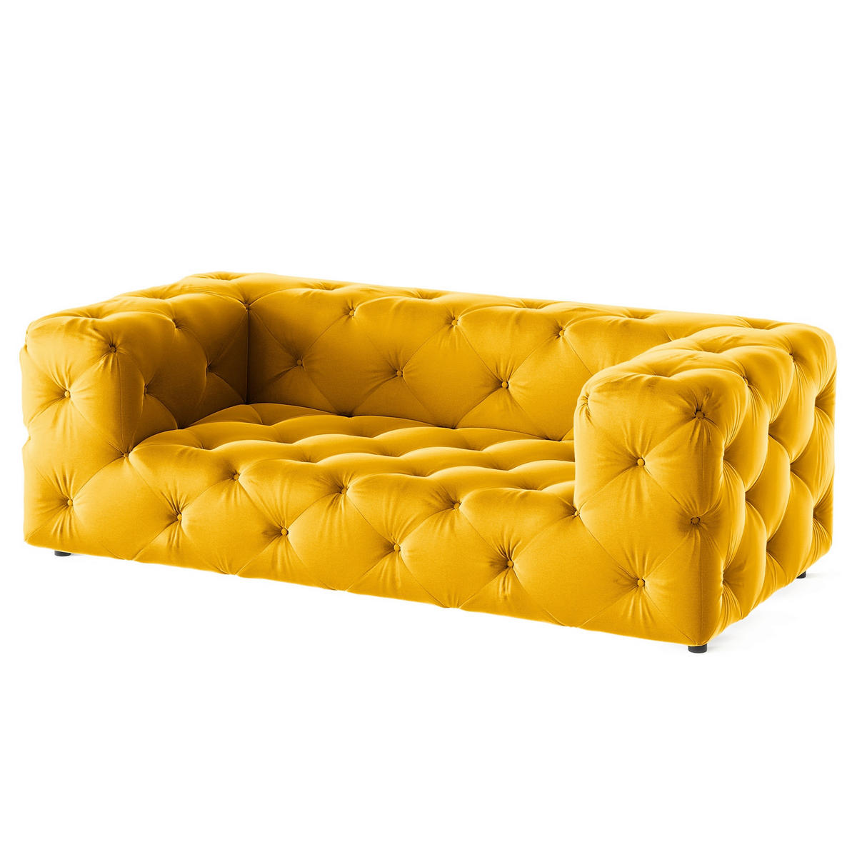 2-SITZER-SOFA Fresco in Samt Senfgelb  - Senfgelb/Schwarz, Design, Kunststoff/Textil (193/71/100cm) - P & B