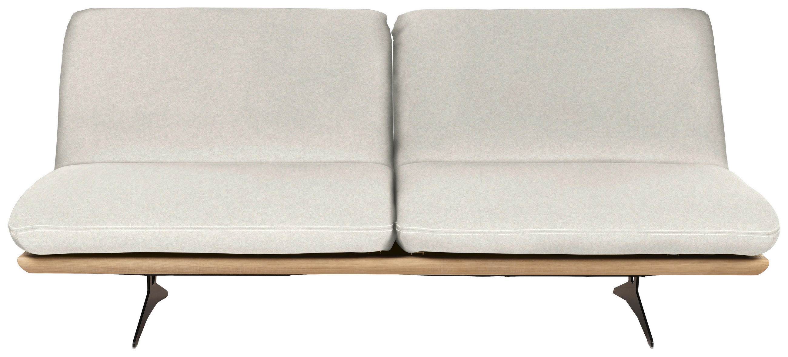 SCHLAFSOFA Weiß Echtleder  - Beige/Schwarz, Design, Leder/Holz (204/92/90cm) - Dieter Knoll