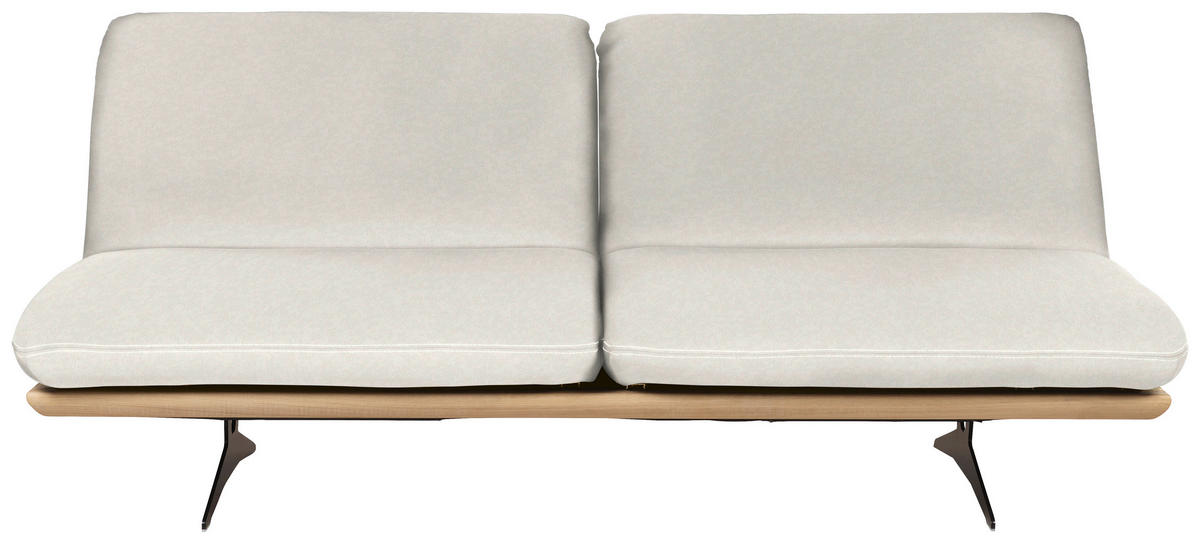 SCHLAFSOFA Weiß Echtleder  - Beige/Schwarz, Design, Leder/Holz (204/92/90cm) - Dieter Knoll