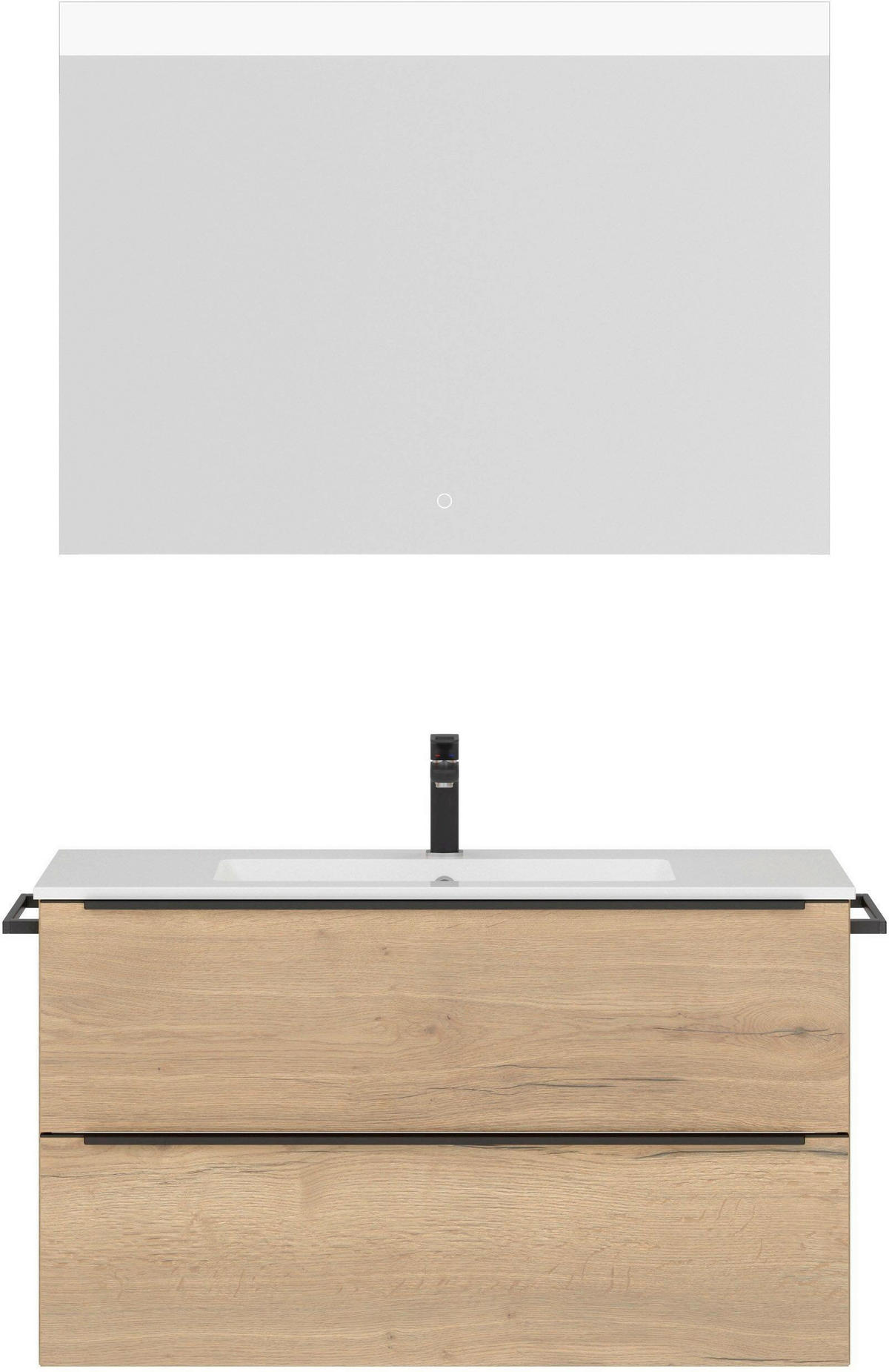 BADEZIMMER 3-teilig  in 101 cm  - Eichefarben/Schwarz, MODERN, Holzwerkstoff/Stein (101cm) - Nobilia