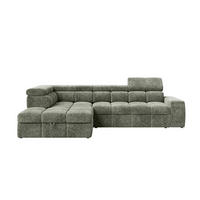 ECKSOFA Dunkelgrün Chenille Bettkasten, Schlaffunktion, Rücken echt, Kopfteilverstellung, Liegefläche im Originalstoff  - Dunkelgrün/Schwarz, MODERN, Kunststoff/Textil (204/292cm) - Milino