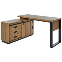 ECKSCHREIBTISCH 150/116/75,5 cm  in Eichefarben  - Eichefarben/Schwarz, MODERN, Holzwerkstoff/Metall (150/116/75,5cm) - MID.YOU
