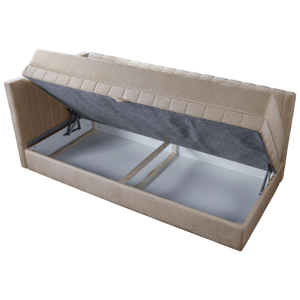 Thumbnail - Mid.you Schlafsofa Roma, Hellbraun, Holz, Textil, Kiefer, Hartholz, 3-Sitzer, 212x83x99 cm, Bettkasten erhältlich, Bettf...