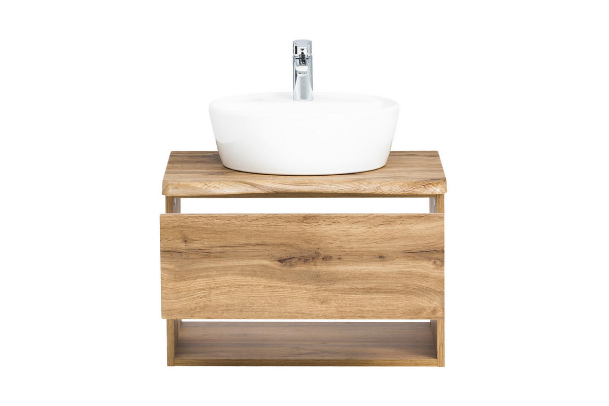 WASCHTISCHKOMBI 61 cm  - Eiche Wotan/Weiß, Natur, Keramik/Holzwerkstoff (61cm) - Xora