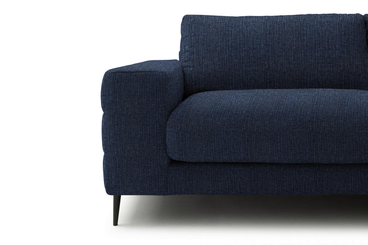 ECKSOFA in Flachgewebe Dunkelblau  253/177 cm  - Schwarz/Dunkelblau, Design, Textil/Metall (253/177cm) - Dieter Knoll