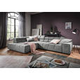 ECKSOFA  in Velours Hellgrau  213/317 cm  - Hellgrau/Schwarz, Design, Kunststoff/Textil (213/317cm) - Hom`in